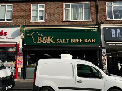 B&K Salt Beef Bar shop front, Hatch End