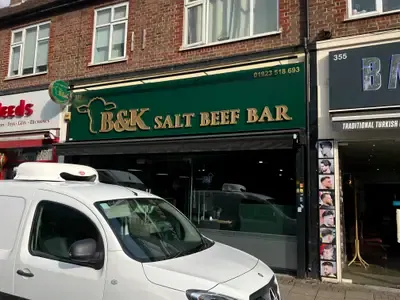 B&K Salt Beef Bar shop front, Hatch End