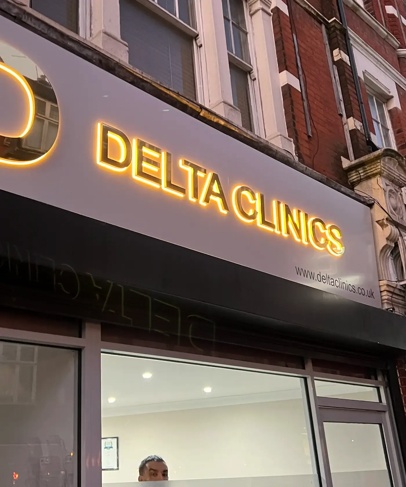 Halo illuminated letters at Delta Clinics, Finchley