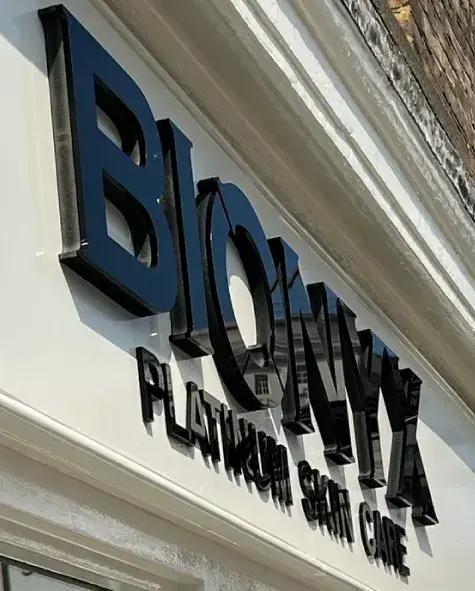 Sign Group Black Acrylic Sign Bionyx Skincare St Pauls London