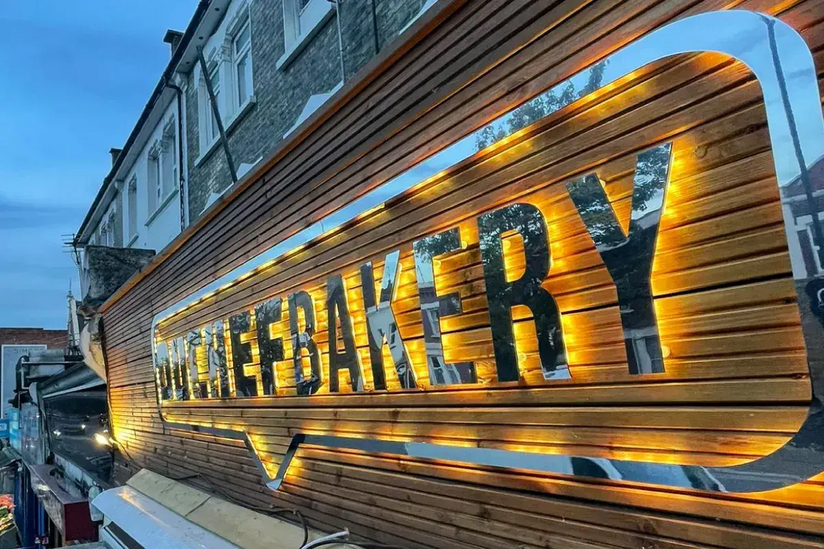 Sign Group Aluminium raised letters with LED Lights Duchef Bakery Willesden Junction London Shop Sign
