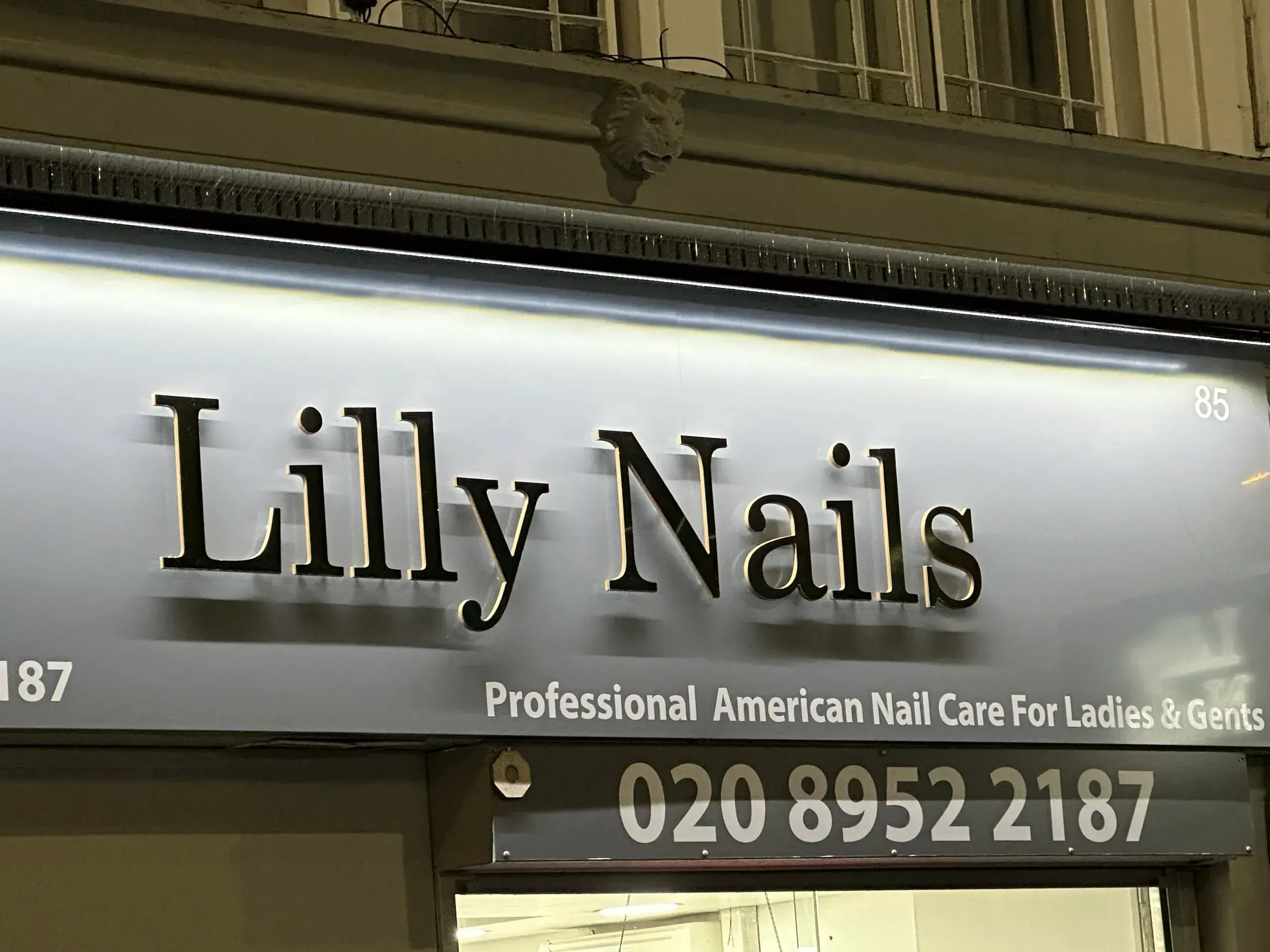 Raised Letter Sign Lilly Nails Burnt Oak London