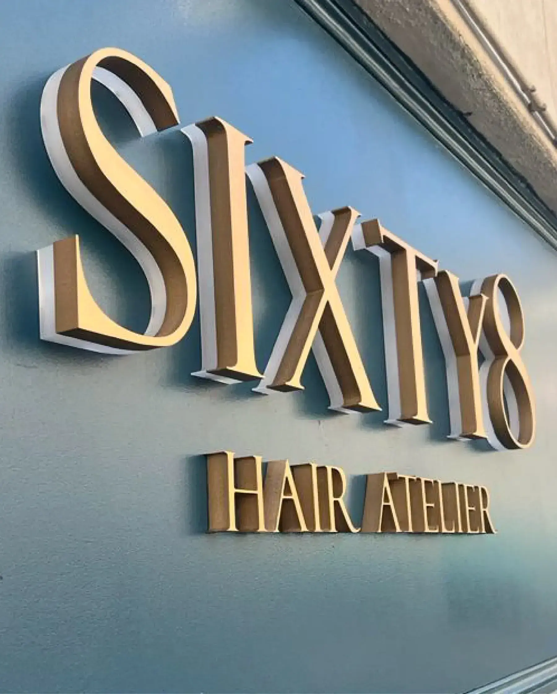 Sign Group Raised Acrylic with Foamex Sixty8 3D Gold Letters Sign London