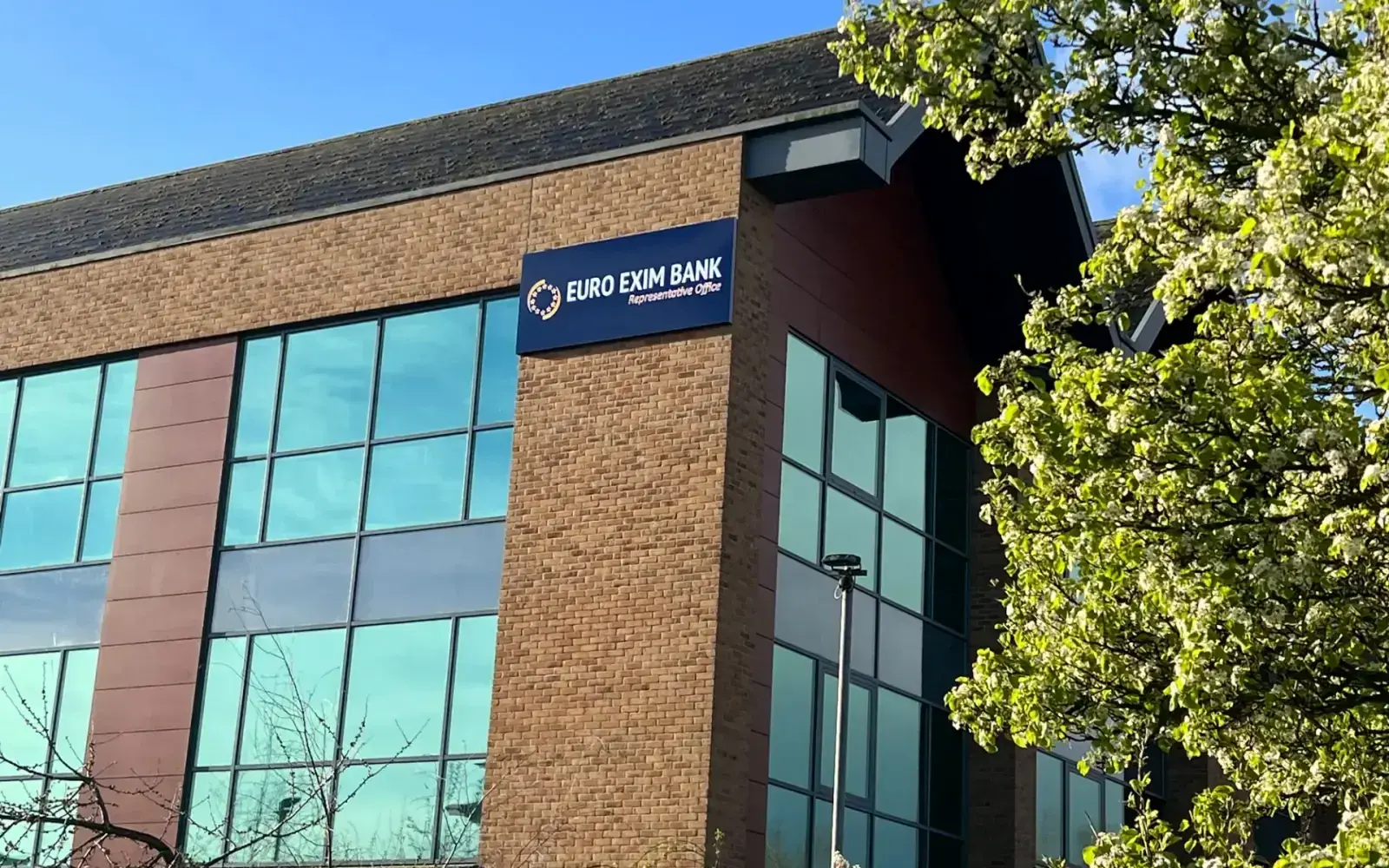 Building sign installed for Euro Exim Bank, Borehamwood